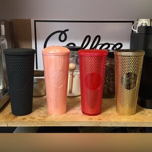 Starbucks Peach Ombre Tumbler and Red Studded Tumbler Set